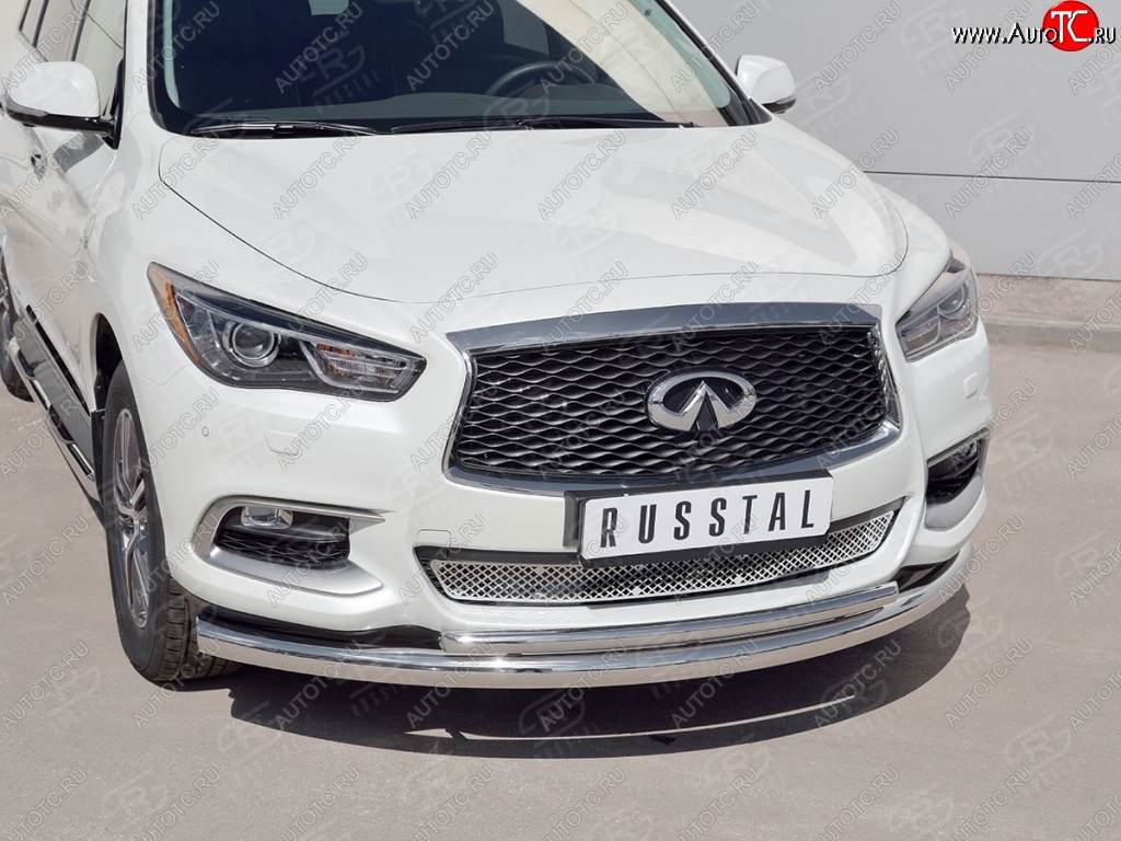 18 499 р. Защита заднего бампера (Ø76 и 42 мм, нержавейка) SLITKOFF INFINITI QX60 L50 рестайлинг (2016-2021)  с доставкой в г. Владивосток