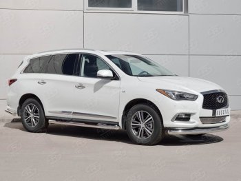 Защита переднего бампера (Ø76 мм, нержавейка) SLITKOFF INFINITI (Инфинити) QX60 (КуХ60)  L50 (2016-2021) L50 рестайлинг