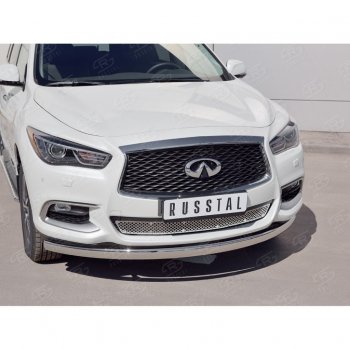 17 749 р. Защита переднего бампера (Ø75х42 мм, нержавейка) Russtal INFINITI QX60 L50 рестайлинг (2016-2021)  с доставкой в г. Владивосток. Увеличить фотографию 2