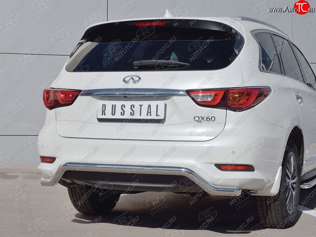 18 699 р. Защита заднего бампера (Ø63 мм волна, нержавейка) SLITKOFF INFINITI QX60 L50 рестайлинг (2016-2021)  с доставкой в г. Владивосток