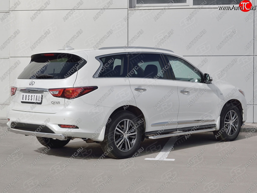 17 749 р. Защита заднего бампера (Ø75x42 мм, нержавейка) Russtal INFINITI QX60 L50 рестайлинг (2016-2021)  с доставкой в г. Владивосток