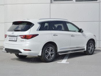 Защита заднего бампера (Ø76 мм уголки, нержавейка) SLITKOFF INFINITI QX60 L50 рестайлинг (2016-2021)