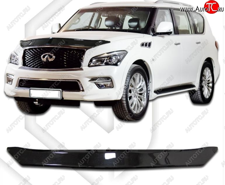 2 099 р. Дефлектор капота CA-Plastiс  INFINITI QX80  Z62 (2014-2018) 1-ый рестайлинг (Classic черный, Без надписи)  с доставкой в г. Владивосток