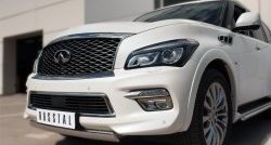 20 999 р. Защита переднего бампера (Ø75х42 мм, нержавейка) Russtal INFINITI QX80 Z62 1-ый рестайлинг (2014-2018)  с доставкой в г. Владивосток. Увеличить фотографию 2