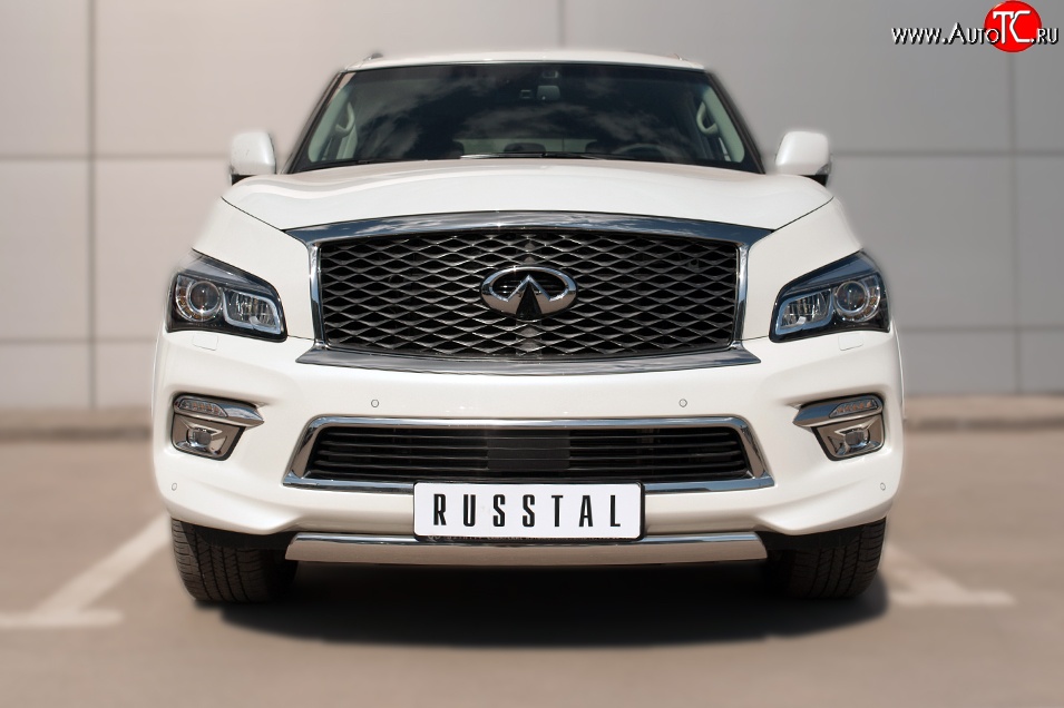 20 999 р. Защита переднего бампера (Ø75х42 мм, нержавейка) Russtal INFINITI QX80 Z62 1-ый рестайлинг (2014-2018)  с доставкой в г. Владивосток