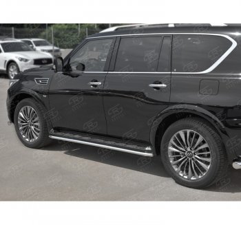 18 349 р. Защита порогов (Ø42 мм, нержавейка) SLITKOFF  INFINITI QX80  Z62 (2018-2024) 2-ой рестайлинг  с доставкой в г. Владивосток. Увеличить фотографию 2