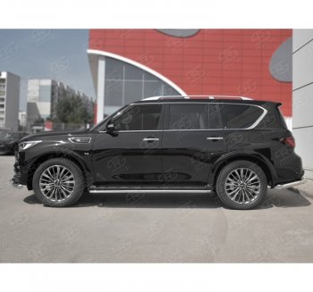 18 349 р. Защита порогов (Ø42 мм, нержавейка) SLITKOFF  INFINITI QX80  Z62 (2018-2024) 2-ой рестайлинг  с доставкой в г. Владивосток. Увеличить фотографию 3