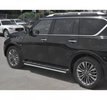 14 999 р. Защита порогов (Ø42 мм, нержавейка) SLITKOFF  INFINITI QX80  Z62 (2018-2024) 2-ой рестайлинг  с доставкой в г. Владивосток. Увеличить фотографию 2