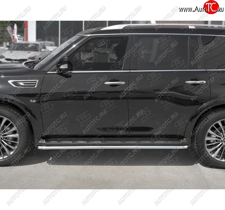 18 349 р. Защита порогов (Ø42 мм, нержавейка) SLITKOFF  INFINITI QX80  Z62 (2018-2024) 2-ой рестайлинг  с доставкой в г. Владивосток