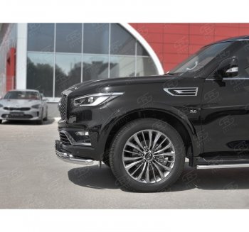 26 999 р. Защита переднего бампера (2 трубы Ø63 и 42 мм, нержавейка) SLITKOFF INFINITI QX80 Z62 2-ой рестайлинг (2018-2024)  с доставкой в г. Владивосток. Увеличить фотографию 2