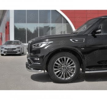 22 899 р. Защита переднего бампера (Ø76 мм, нержавейка) SLITKOFF  INFINITI QX80  Z62 (2018-2024) 2-ой рестайлинг  с доставкой в г. Владивосток. Увеличить фотографию 2