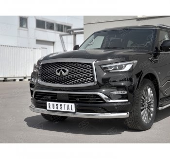 22 899 р. Защита переднего бампера (Ø76 мм, нержавейка) SLITKOFF  INFINITI QX80  Z62 (2018-2024) 2-ой рестайлинг  с доставкой в г. Владивосток. Увеличить фотографию 3