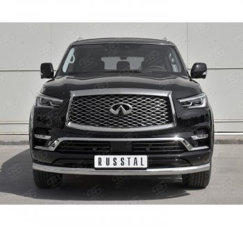 22 899 р. Защита переднего бампера (Ø76 мм, нержавейка) SLITKOFF  INFINITI QX80  Z62 (2018-2024) 2-ой рестайлинг  с доставкой в г. Владивосток. Увеличить фотографию 4