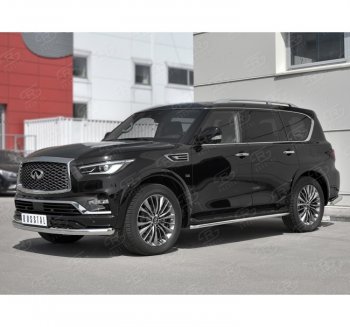 Защита переднего бампера (Ø76 мм, нержавейка) SLITKOFF INFINITI (Инфинити) QX80 (КуХ80)  Z62 (2018-2024) Z62 2-ой рестайлинг