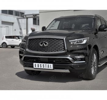 14 999 р. Защита переднего бампера (Ø75х42 мм, нержавейка) Russtal INFINITI QX80 Z62 2-ой рестайлинг (2018-2024)  с доставкой в г. Владивосток. Увеличить фотографию 3