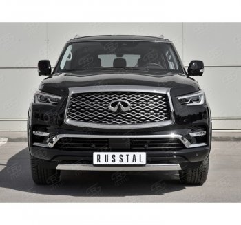 14 999 р. Защита переднего бампера (Ø75х42 мм, нержавейка) Russtal INFINITI QX80 Z62 2-ой рестайлинг (2018-2024)  с доставкой в г. Владивосток. Увеличить фотографию 4