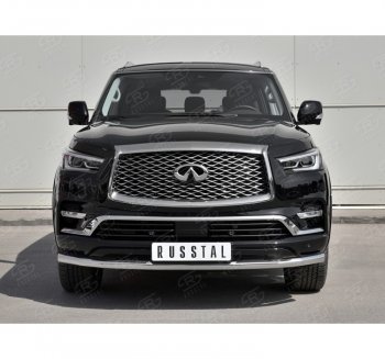 21 999 р. Защита переднего бампера (Ø63 мм, нержавейка) SLITKOFF INFINITI QX80 Z62 2-ой рестайлинг (2018-2024)  с доставкой в г. Владивосток. Увеличить фотографию 3