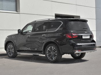 15 999 р. Защита заднего бампера (Ø75х42 мм, нержавейка) Russtal INFINITI QX80 Z62 2-ой рестайлинг (2018-2024)  с доставкой в г. Владивосток. Увеличить фотографию 2