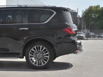 15 999 р. Защита заднего бампера (Ø75х42 мм, нержавейка) Russtal INFINITI QX80 Z62 2-ой рестайлинг (2018-2024)  с доставкой в г. Владивосток. Увеличить фотографию 3