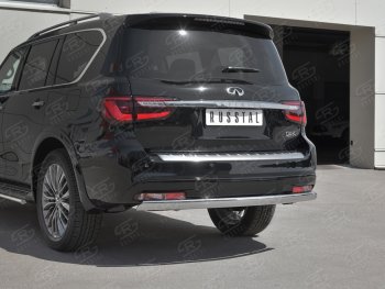 15 999 р. Защита заднего бампера (Ø75х42 мм, нержавейка) Russtal INFINITI QX80 Z62 2-ой рестайлинг (2018-2024)  с доставкой в г. Владивосток. Увеличить фотографию 4