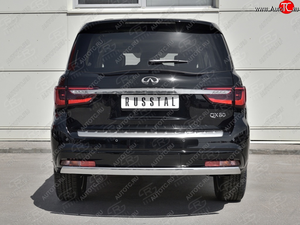 15 999 р. Защита заднего бампера (Ø75х42 мм, нержавейка) Russtal INFINITI QX80 Z62 2-ой рестайлинг (2018-2024)  с доставкой в г. Владивосток