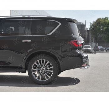 22 499 р. Защита заднего бампера (Ø76 мм, нержавейка) SLITKOFF INFINITI QX80 Z62 2-ой рестайлинг (2018-2024)  с доставкой в г. Владивосток. Увеличить фотографию 2