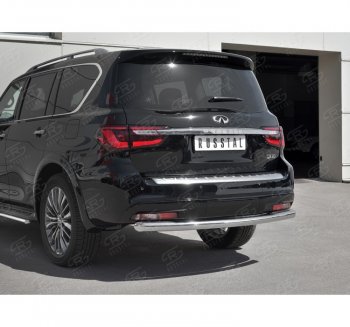 22 499 р. Защита заднего бампера (Ø76 мм, нержавейка) SLITKOFF INFINITI QX80 Z62 2-ой рестайлинг (2018-2024)  с доставкой в г. Владивосток. Увеличить фотографию 3