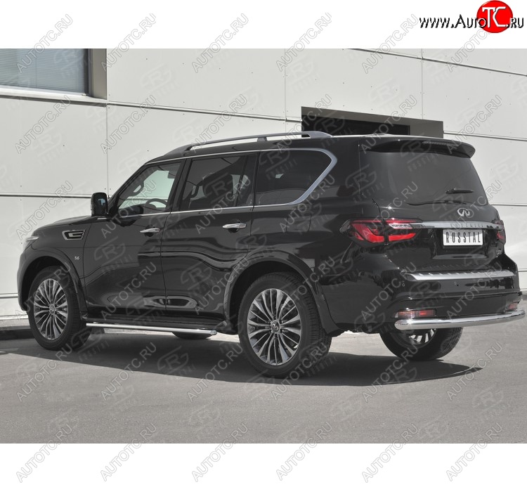 22 499 р. Защита заднего бампера (Ø76 мм, нержавейка) SLITKOFF INFINITI QX80 Z62 2-ой рестайлинг (2018-2024)  с доставкой в г. Владивосток