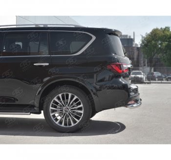 23 899 р. Защита заднего бампера (2 трубы Ø76 и 42 мм, нержавейка) SLITKOFF INFINITI QX80 Z62 2-ой рестайлинг (2018-2024)  с доставкой в г. Владивосток. Увеличить фотографию 2