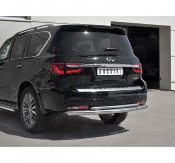 23 899 р. Защита заднего бампера (2 трубы Ø76 и 42 мм, нержавейка) SLITKOFF INFINITI QX80 Z62 2-ой рестайлинг (2018-2024)  с доставкой в г. Владивосток. Увеличить фотографию 3