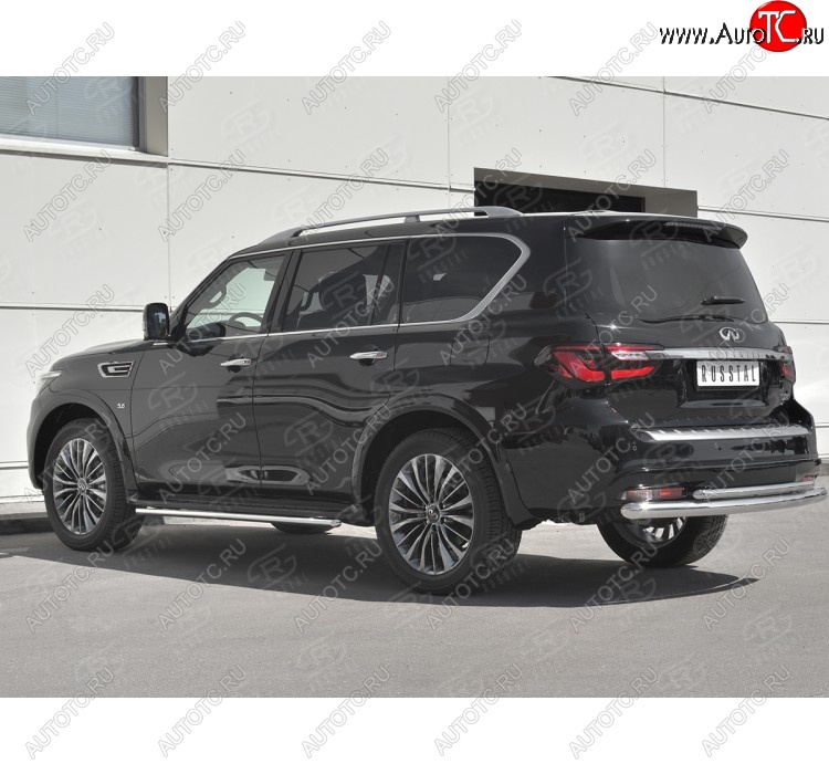 23 899 р. Защита заднего бампера (2 трубы Ø76 и 42 мм, нержавейка) SLITKOFF INFINITI QX80 Z62 2-ой рестайлинг (2018-2024)  с доставкой в г. Владивосток