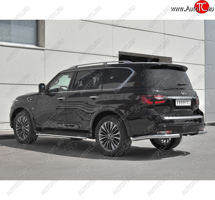 18 699 р. Защита заднего бампера (Ø76 мм уголки, нержавейка) SLITKOFF INFINITI QX80 Z62 2-ой рестайлинг (2018-2024)  с доставкой в г. Владивосток