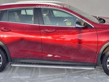 22 999 р. Порожки для ног (труба Ø42) SLITKOFF  INFINITI QX30  H15E (2016-2020) (Вариант 2 (лист алюм, проф.сталь))  с доставкой в г. Владивосток. Увеличить фотографию 2