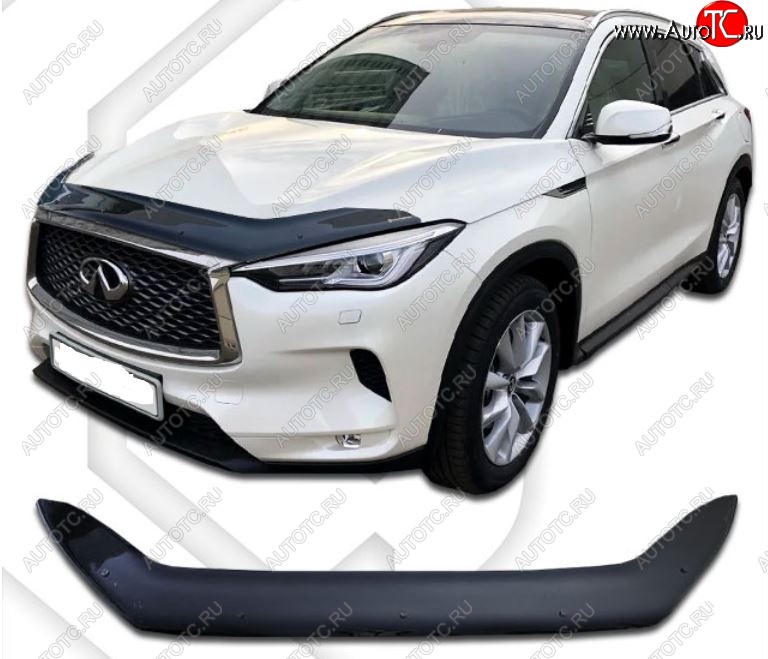 2 159 р. Дефлектор капота CA-Plastiс  INFINITI Qx50  J55 (2017-2022) (Classic черный, Без надписи)  с доставкой в г. Владивосток