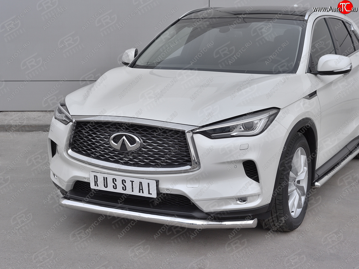 19 949 р. Защита переднего бампера (Ø42 мм волна, нержавейка) INFINITI Qx50 J55 (2017-2022)  с доставкой в г. Владивосток