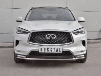 Защита переднего бампера (2 трубы Ø42 мм, нержавейка) SLITKOFF INFINITI Qx50 J55 (2017-2022)