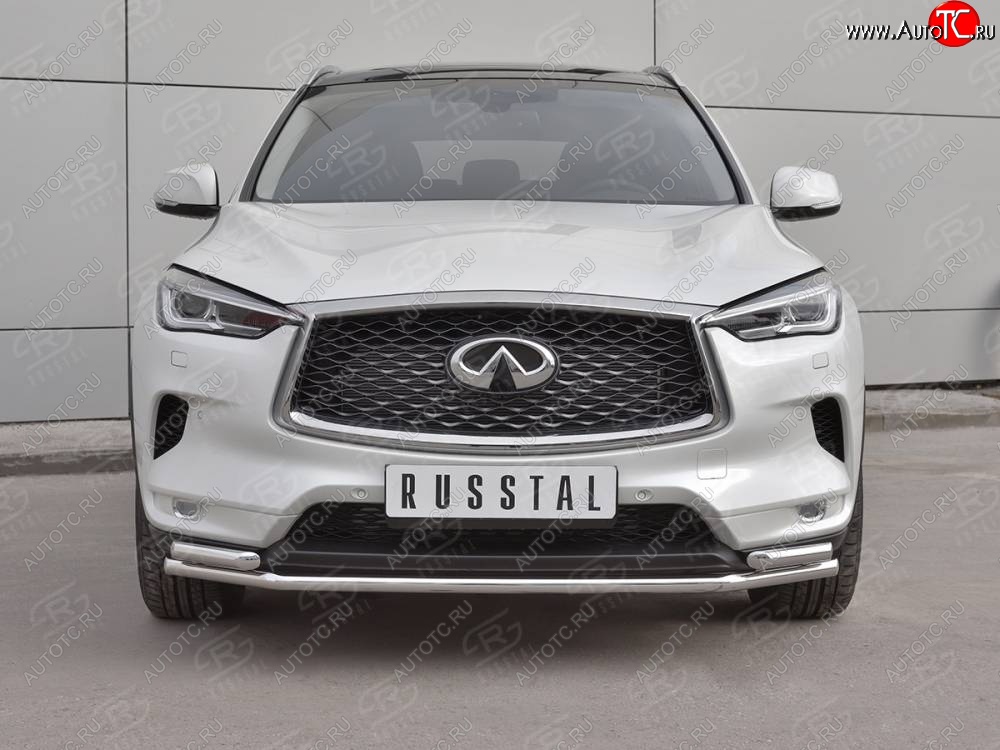 20 949 р. Защита переднего бампера (2 трубы Ø42 мм, нержавейка) SLITKOFF INFINITI Qx50 J55 (2017-2022)  с доставкой в г. Владивосток