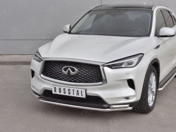 20 949 р. Защита переднего бампера (2 трубы Ø42 мм, нержавейка) SLITKOFF INFINITI Qx50 J55 (2017-2022)  с доставкой в г. Владивосток. Увеличить фотографию 2