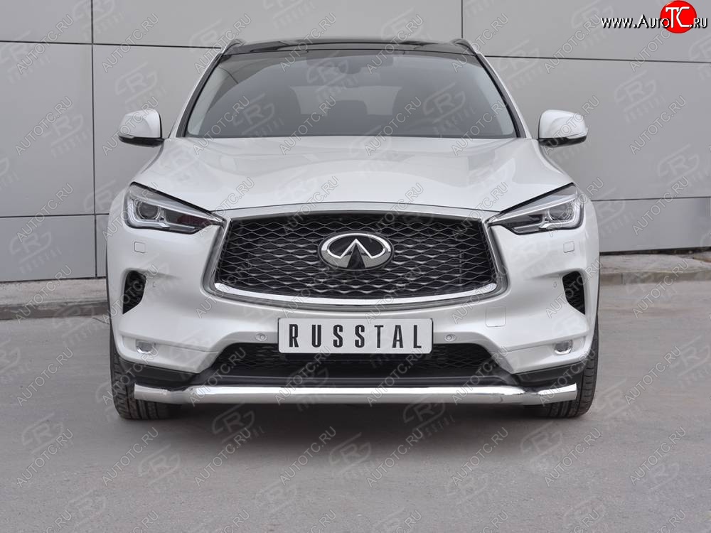 23 999 р. Защита переднего бампера SLITKOFF (Ø63 мм волна, нержавейка) INFINITI Qx50 J55 (2017-2022)  с доставкой в г. Владивосток