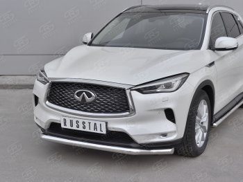 23 999 р. Защита переднего бампера SLITKOFF (Ø63 мм волна, нержавейка) INFINITI Qx50 J55 (2017-2022)  с доставкой в г. Владивосток. Увеличить фотографию 2