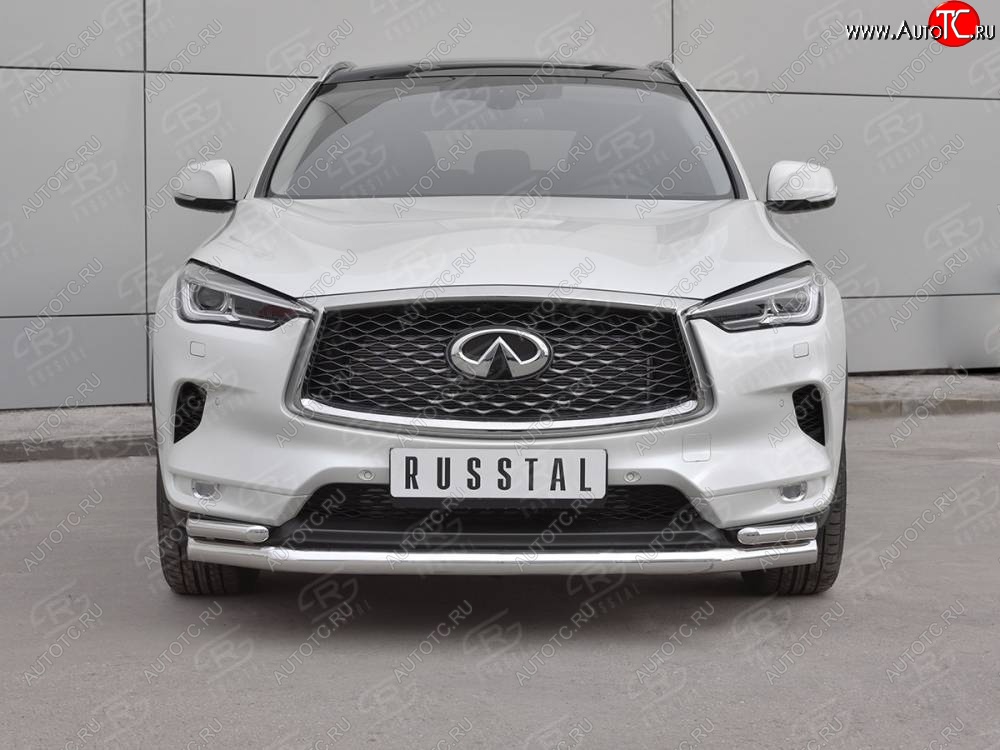 23 999 р. Защита переднего бампера (2 трубы Ø63 и 42 мм, нержавейка) SLITKOFF INFINITI Qx50 J55 (2017-2022)  с доставкой в г. Владивосток