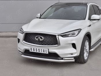 23 999 р. Защита переднего бампера (2 трубы Ø63 и 42 мм, нержавейка) SLITKOFF INFINITI Qx50 J55 (2017-2022)  с доставкой в г. Владивосток. Увеличить фотографию 2