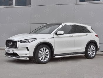 23 999 р. Защита переднего бампера (2 трубы Ø63 и 42 мм, нержавейка) SLITKOFF INFINITI Qx50 J55 (2017-2022)  с доставкой в г. Владивосток. Увеличить фотографию 3