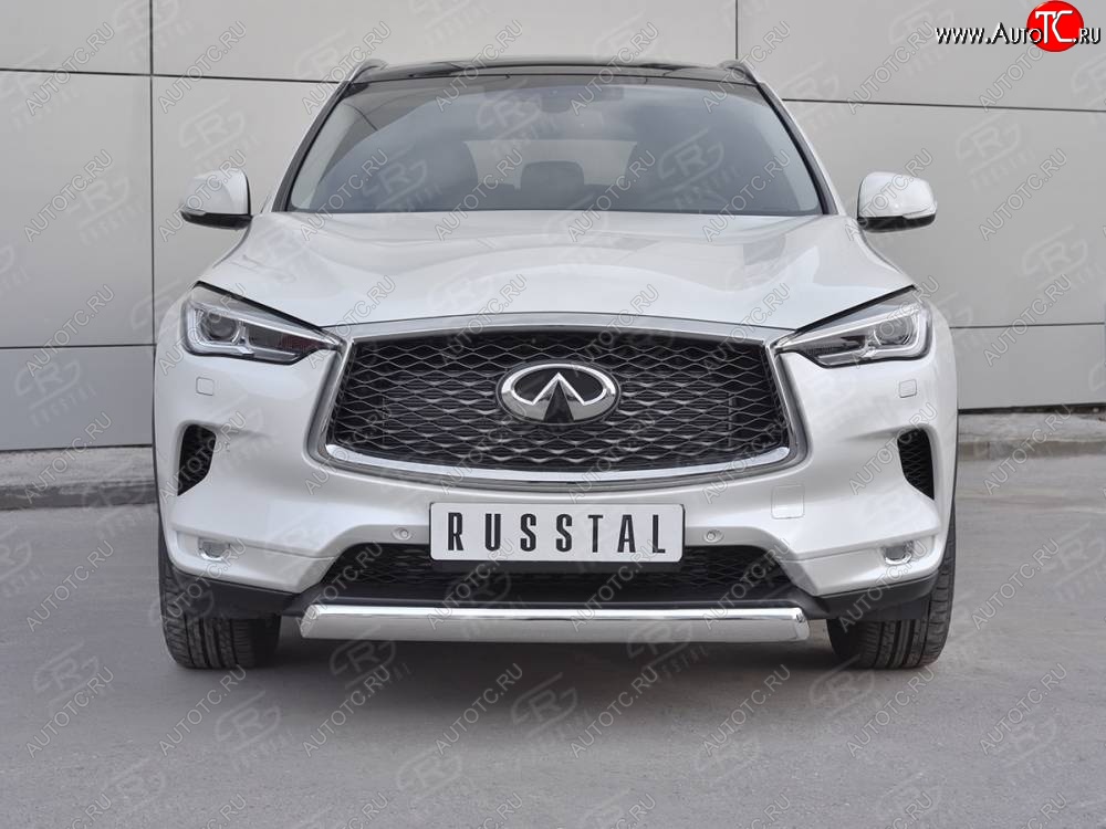 15 649 р. Защита переднего бампера (Ø75х42 дуга, нержавейка) Russtal INFINITI Qx50 J55 (2017-2022)  с доставкой в г. Владивосток