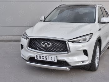 15 649 р. Защита переднего бампера (Ø75х42 дуга, нержавейка) Russtal INFINITI Qx50 J55 (2017-2022)  с доставкой в г. Владивосток. Увеличить фотографию 2