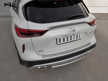 2 199 р. Защитная накладка на задний бампер Russtal (нержавейка зеркальная) INFINITI Qx50 J55 (2017-2022)  с доставкой в г. Владивосток. Увеличить фотографию 2