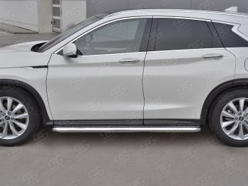 35 999 р. Порожки для ног SLITKOFF (Ø63 мм) INFINITI Qx50 J55 (2017-2022) (Лист алюминиевый, труба - нержавейка)  с доставкой в г. Владивосток. Увеличить фотографию 2