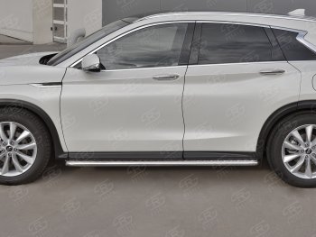 26 999 р. Порожки для ног SLITKOFF (Ø42 мм)  INFINITI Qx50  J55 (2017-2022) (Лист алюминиевый, труба - нержавейка)  с доставкой в г. Владивосток. Увеличить фотографию 2