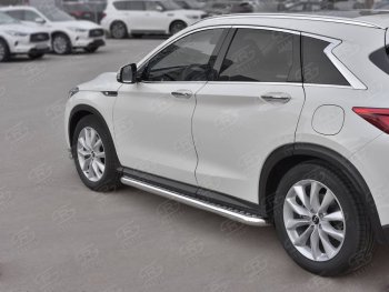 43 999 р. Порожки для ног SLITKOFF (Ø63 мм)  INFINITI Qx50  J55 (2017-2022) (Лист нержавейка, труба - нержавейка)  с доставкой в г. Владивосток. Увеличить фотографию 1