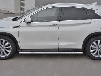 30 649 р. Защита порогов (Ø120x60 мм с проступью, нержавейка) Russtal INFINITI Qx50 J55 (2017-2022)  с доставкой в г. Владивосток. Увеличить фотографию 3